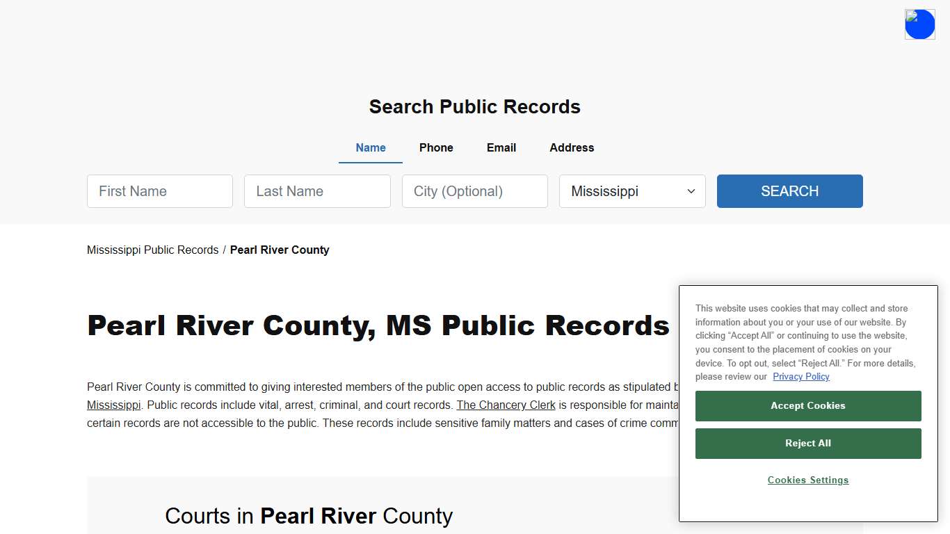 Pearl River County, MS Public Court, Arrest and Inmate Records - ThePublicIndex